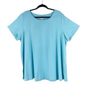 Roamans light blue top short sleeves tee shirt size 22/24 keyhole back